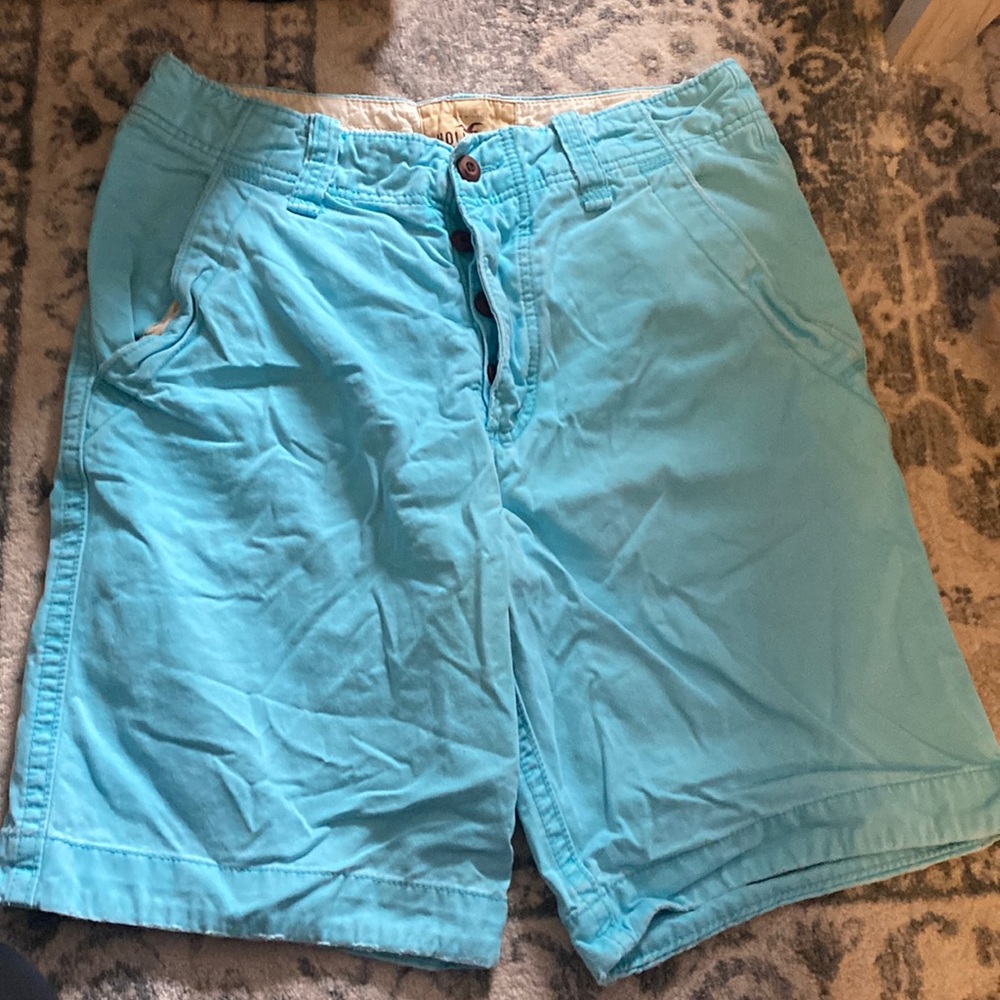 Longer Style Hollister Mens bright blueish shorts
